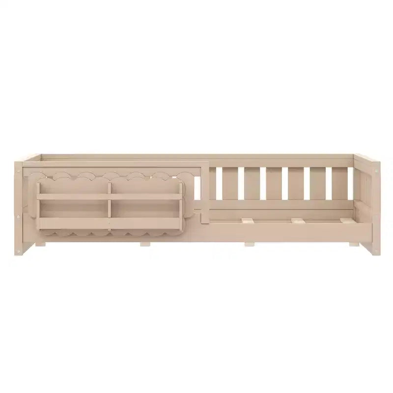 Naturale/Bianco, Letto a Piattaforma Semi-Chiuso con Mensole, Singolo/Piazza e Mezza, 1 Bambino