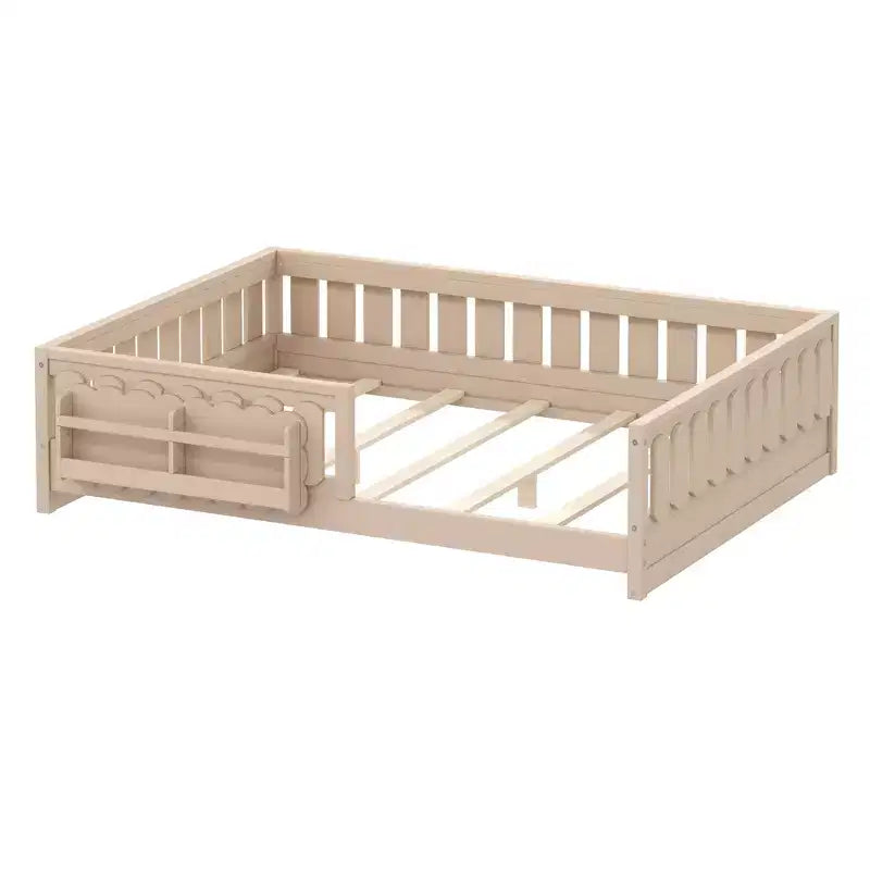Naturale/Bianco, Letto a Piattaforma Semi-Chiuso con Mensole, Singolo/Piazza e Mezza, 1 Bambino