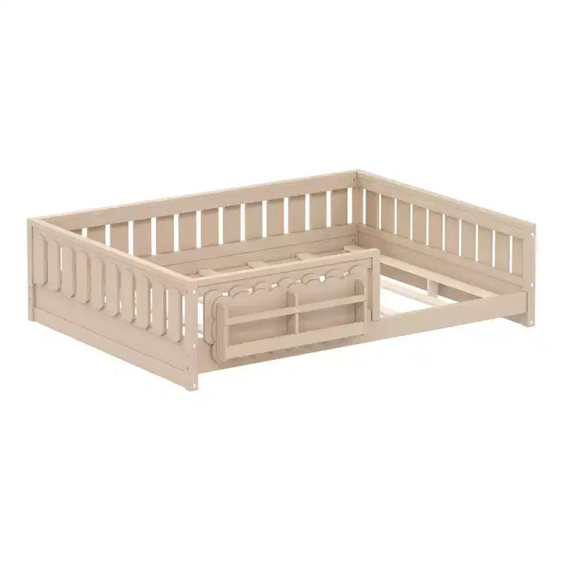 Naturale/Bianco, Letto a Piattaforma Semi-Chiuso con Mensole, Singolo/Piazza e Mezza, 1 Bambino