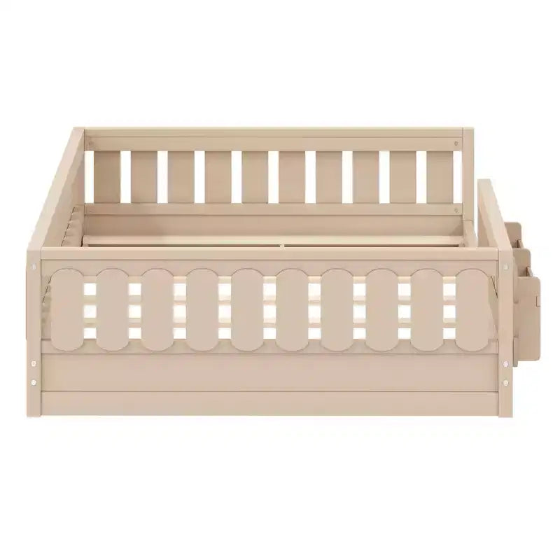 Naturale/Bianco, Letto a Piattaforma Semi-Chiuso con Mensole, Singolo/Piazza e Mezza, 1 Bambino