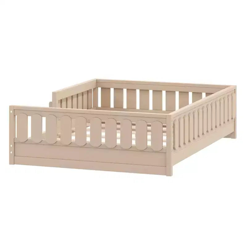 Naturale/Bianco, Letto a Piattaforma Semi-Chiuso con Mensole, Singolo/Piazza e Mezza, 1 Bambino
