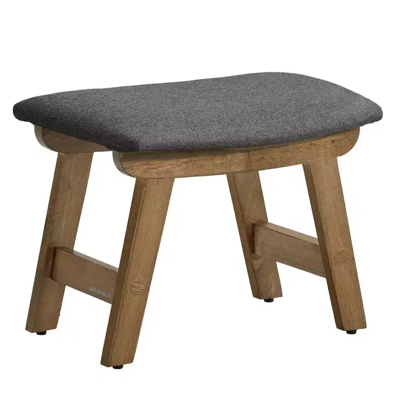 SONGMICS Foot Stool Ottoman, Padded Foot Rest Vanity Stool Under Desk with Solid Wood Frame