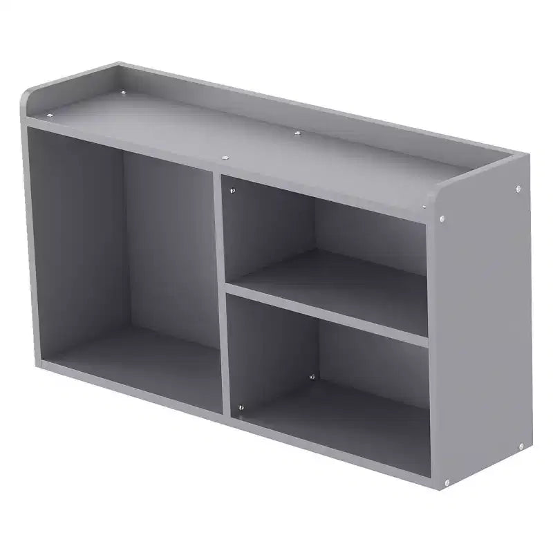 Letto a soppalco basso per ragazzi con scivolo e libreria – Grigio/Bianco, per 1 bambino