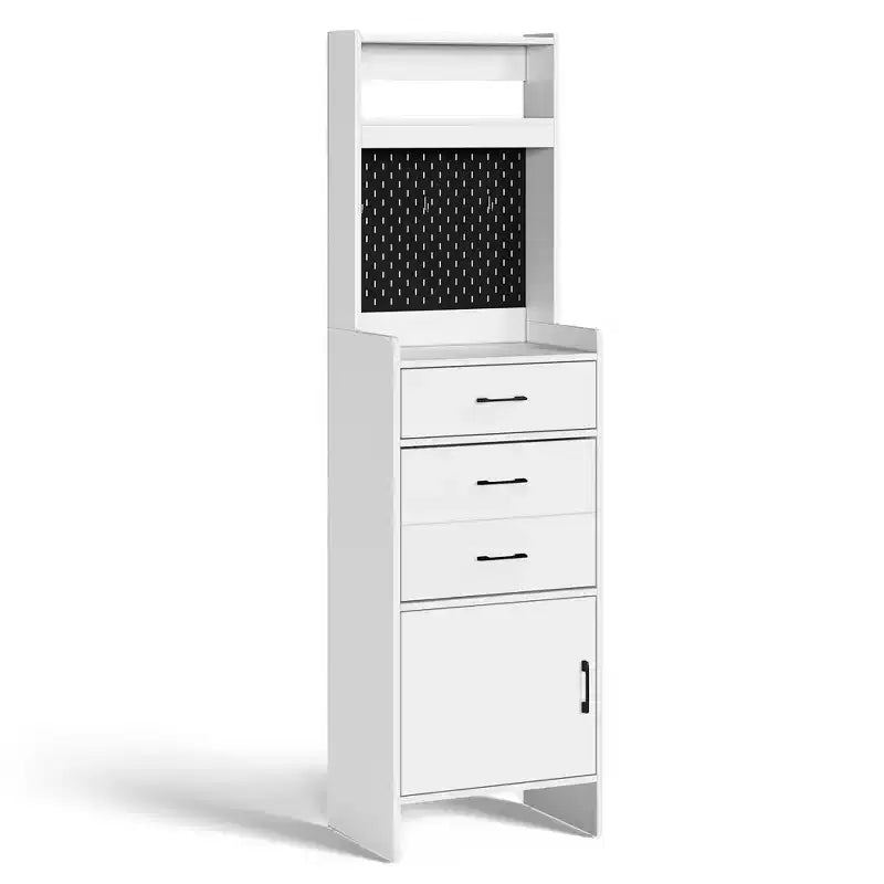 Scarpiera da ingresso 5-in-1 marrone/bianco con pannello forato e cassetti a ribalta