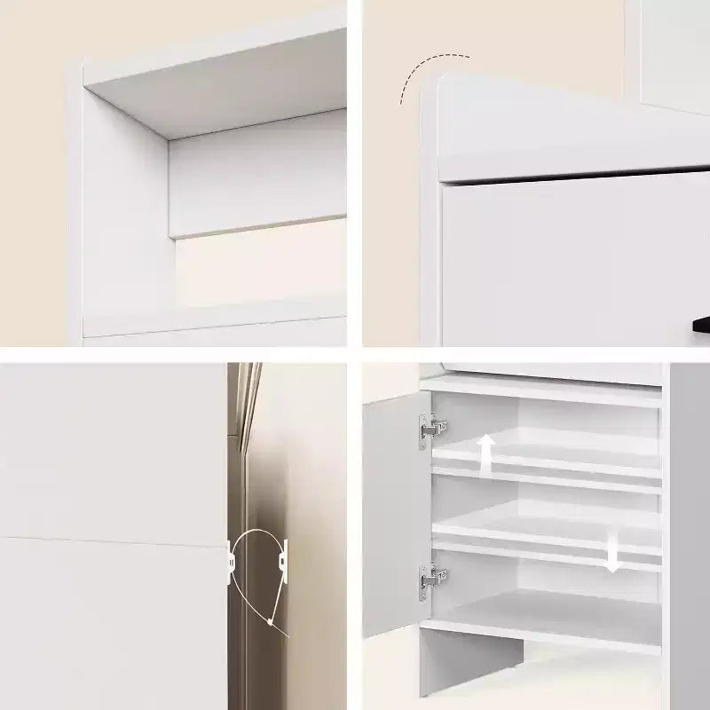 Scarpiera da ingresso 5-in-1 marrone/bianco con pannello forato e cassetti a ribalta