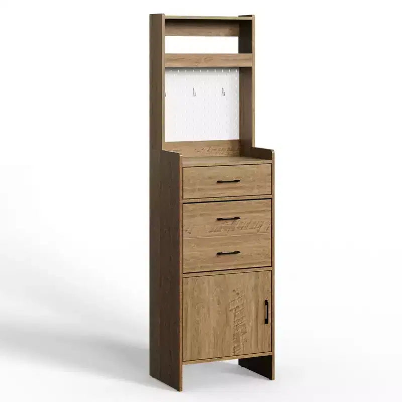 Scarpiera da ingresso 5-in-1 marrone/bianco con pannello forato e cassetti a ribalta