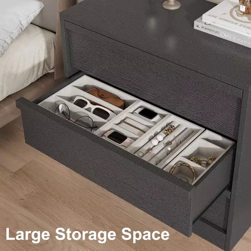 Tavolo Credenza Consolle Moderno Marrone Naturale a 3 Cassetti, per 1 Persona
