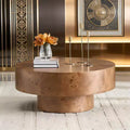 JVNOXK 31.49'' Burl Wood Veneer Coffee Table, Sturdy Pedestal Design for Living Room, Office & Apartment, Walnut