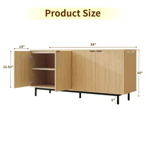 Mobile Porta TV da 65" con Ante, Mobile Consolle a 2 Ante – Nero / Legno Naturale