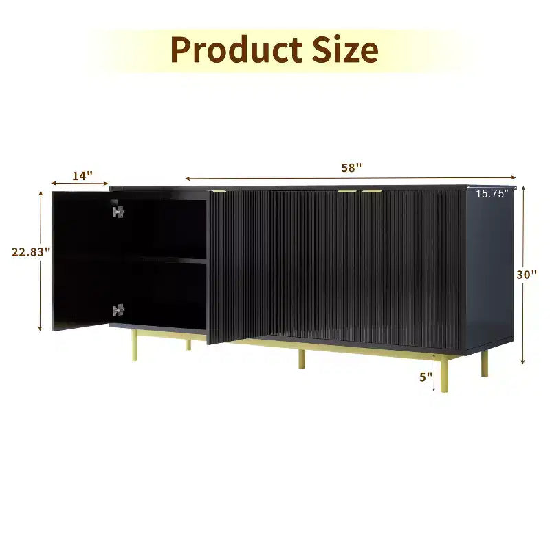 Mobile Porta TV da 65" con Ante, Mobile Consolle a 2 Ante – Nero / Legno Naturale