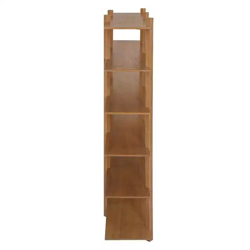 Libreria aperta a 6 ripiani in legno naturale di acacia, marrone, montaggio da 1 persona