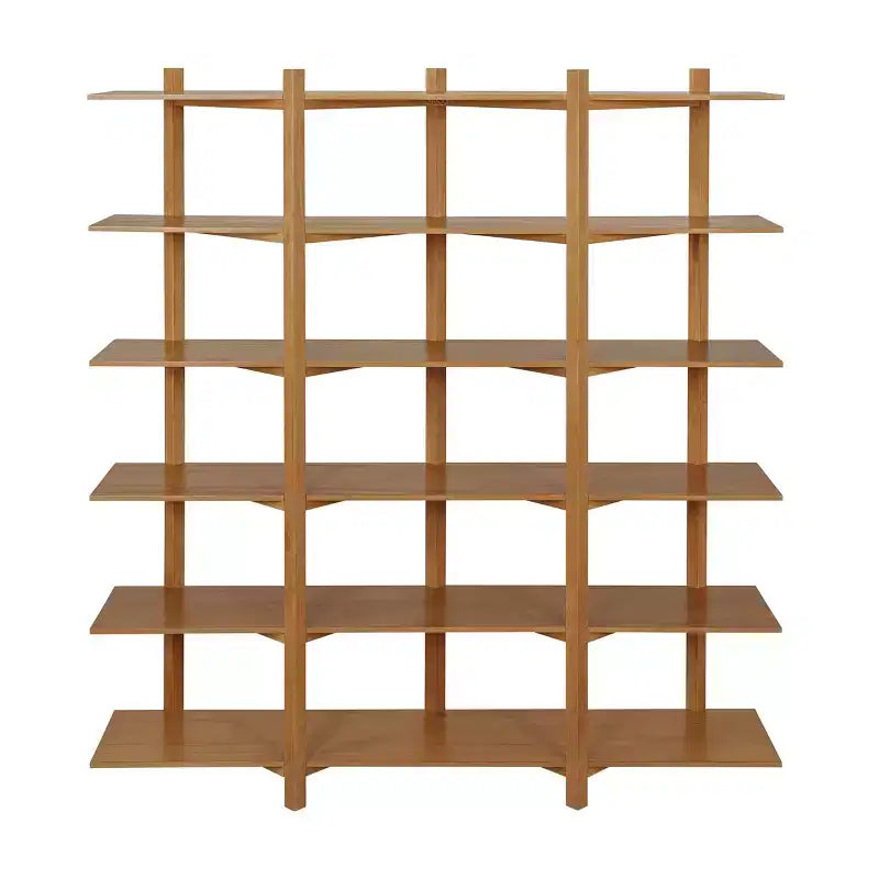 Libreria aperta a 6 ripiani in legno naturale di acacia, marrone, montaggio da 1 persona