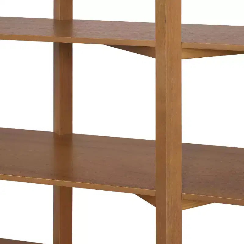 Libreria aperta a 6 ripiani in legno naturale di acacia, marrone, montaggio da 1 persona