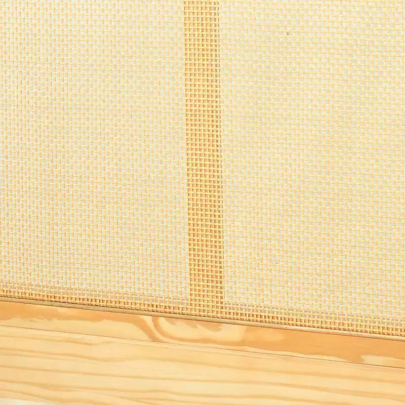 Letto matrimoniale Queen in pino naturale con testiera in rattan, per 1-2 adulti
