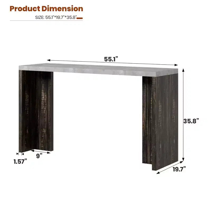 Tavolo da bar altezza bancone da 55" in finto marmo grigio, doppio piedistallo, per 4–6 persone