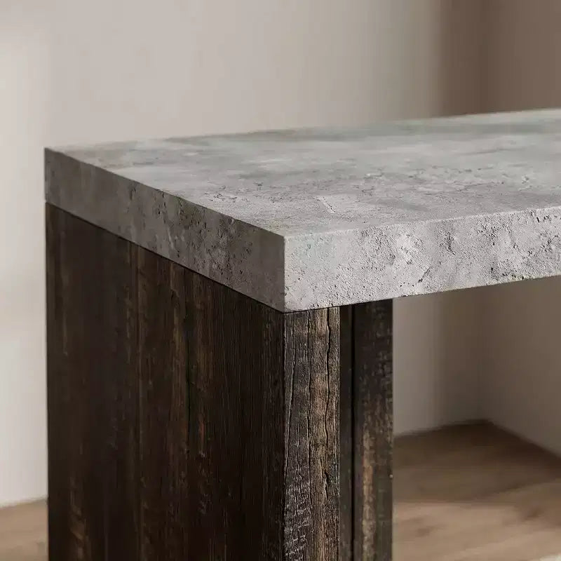 Tavolo da bar altezza bancone da 55" in finto marmo grigio, doppio piedistallo, per 4–6 persone