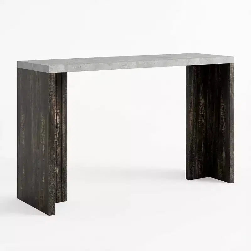 Tavolo da bar altezza bancone da 55" in finto marmo grigio, doppio piedistallo, per 4–6 persone