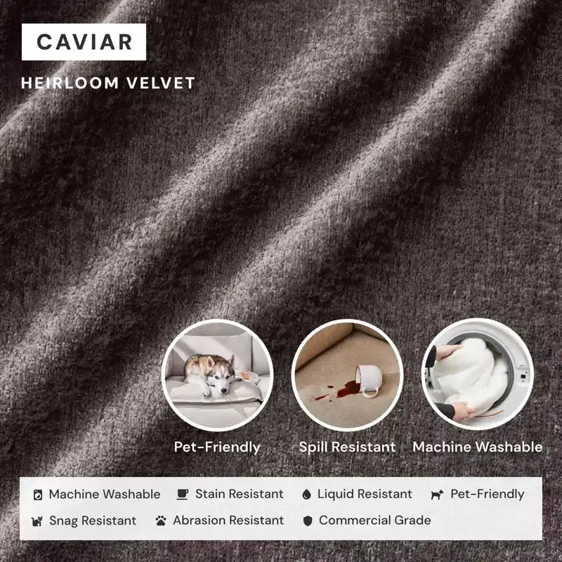 Divano modulare a 3 posti con rivestimento lavabile, velluto Heirloom, sezione a U