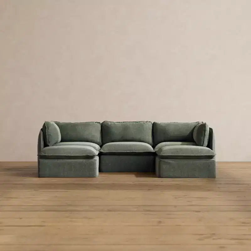 Divano modulare a 3 posti con rivestimento lavabile, velluto Heirloom, sezione a U
