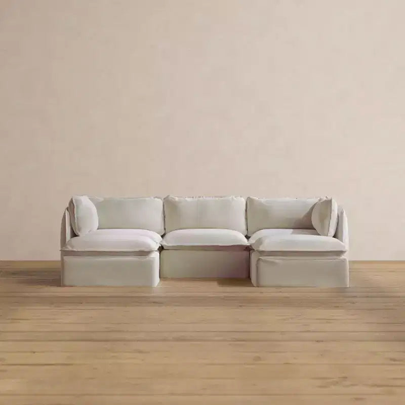 Divano modulare a 3 posti con rivestimento lavabile, velluto Heirloom, sezione a U