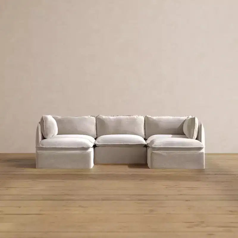 Divano modulare a 3 posti con rivestimento lavabile, velluto Heirloom, sezione a U