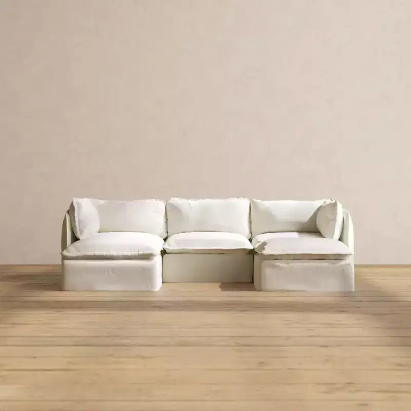 Divano modulare a 3 posti con rivestimento lavabile, velluto Heirloom, sezione a U