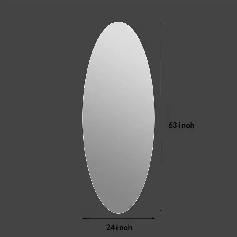 Specchio da parete ovale a figura intera, argento, singolo, 65" x 24"