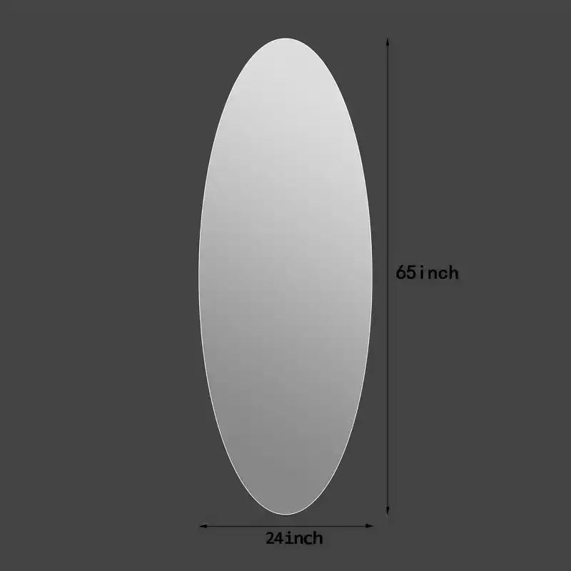 Specchio da parete ovale a figura intera, argento, singolo, 65" x 24"