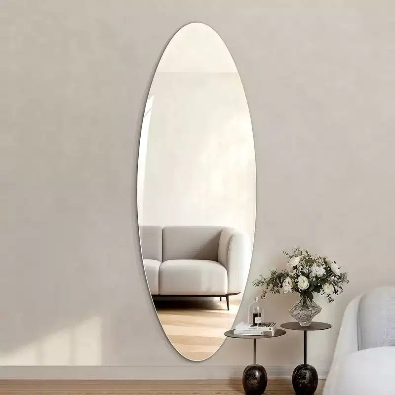 Specchio da parete ovale a figura intera, argento, singolo, 65" x 24"
