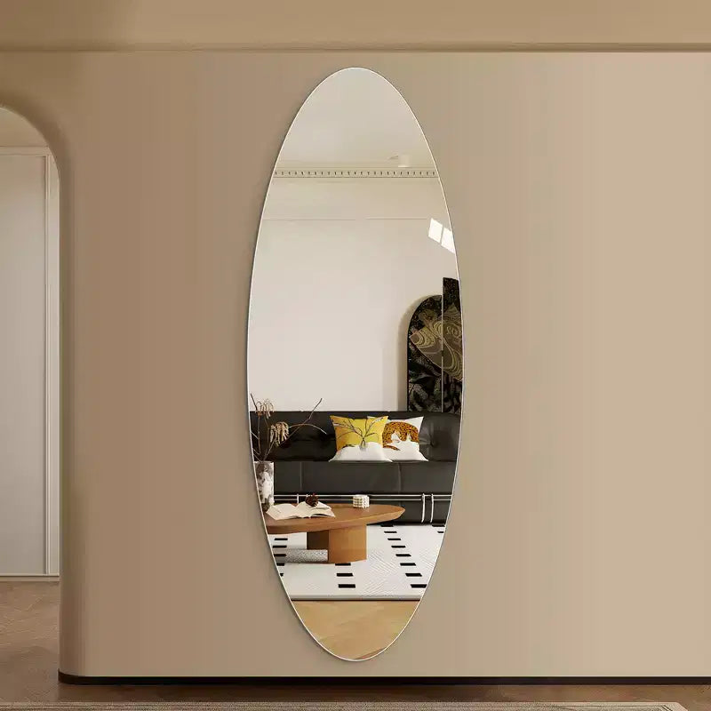 Specchio da parete ovale a figura intera, argento, singolo, 65" x 24"