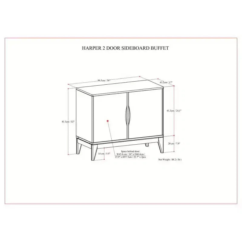 Madia a 2 ante in Noce Scuro – Stile Mid-Century Modern