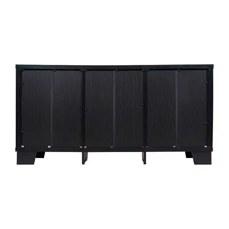Madia Credenza Bianca / Nera con 3 Ante a Vetro e 3 Cassetti, Unità Singola