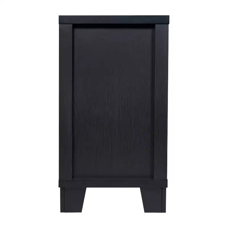 Madia Credenza Bianca / Nera con 3 Ante a Vetro e 3 Cassetti, Unità Singola