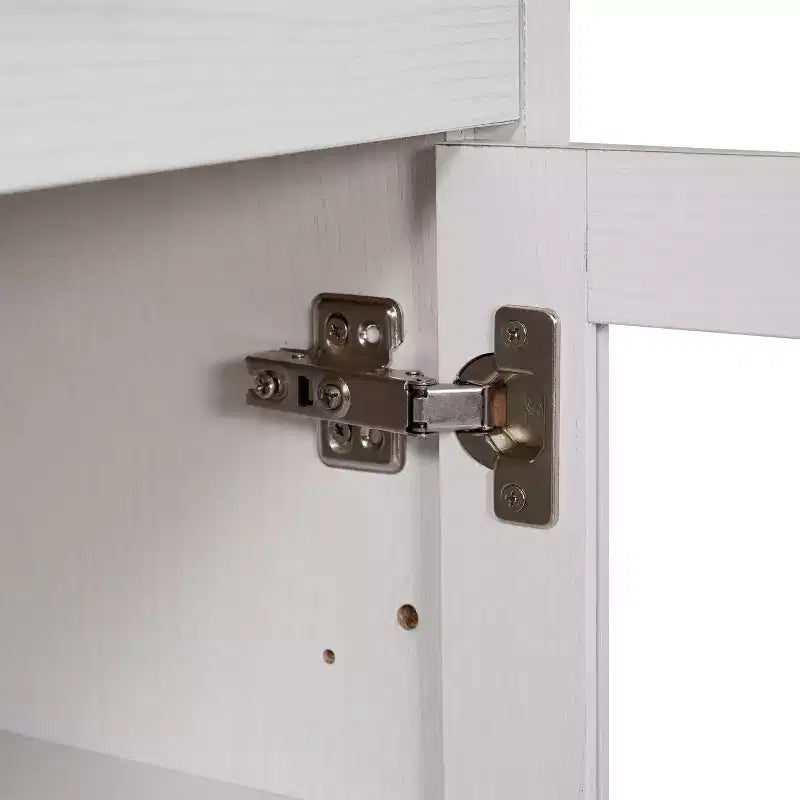 Madia Credenza Bianca / Nera con 3 Ante a Vetro e 3 Cassetti, Unità Singola