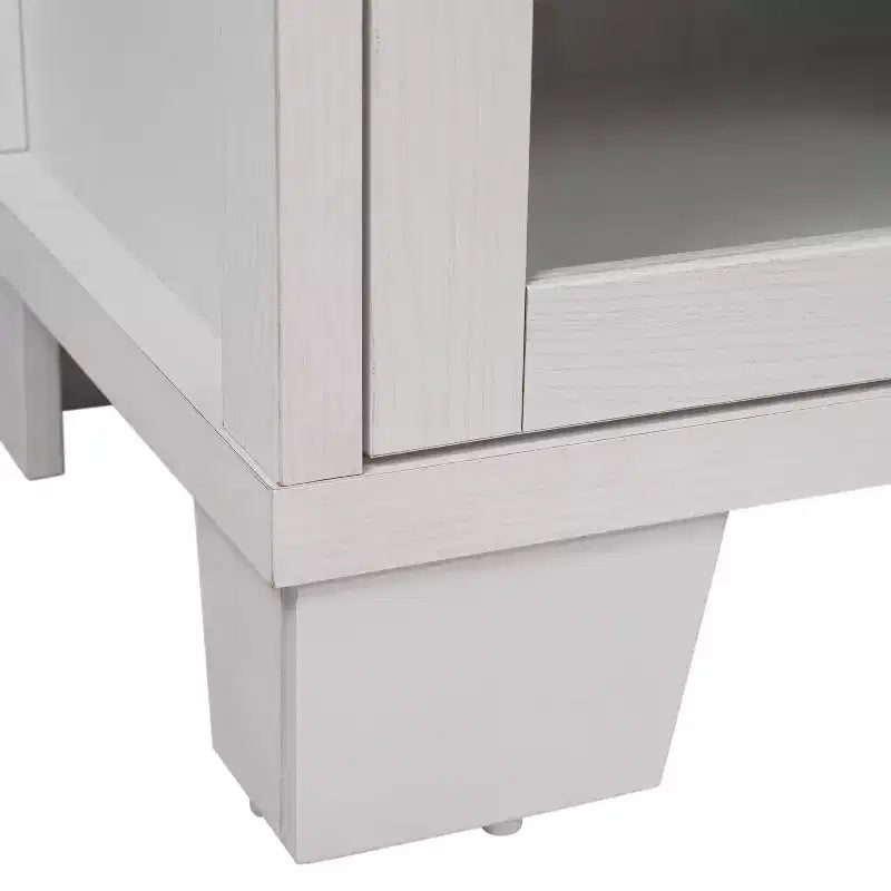 Madia Credenza Bianca / Nera con 3 Ante a Vetro e 3 Cassetti, Unità Singola