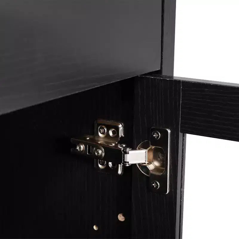 Madia Credenza Bianca / Nera con 3 Ante a Vetro e 3 Cassetti, Unità Singola