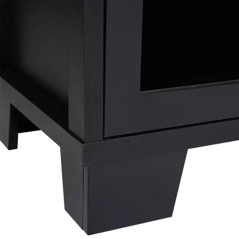 Madia Credenza Bianca / Nera con 3 Ante a Vetro e 3 Cassetti, Unità Singola