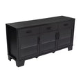 Madia Credenza Bianca / Nera con 3 Ante a Vetro e 3 Cassetti, Unità Singola