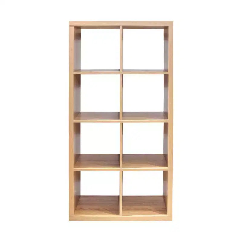 Libreria a cubo a giorno beige/bianca 2x4, scaffale contenitore a 8 cubi
