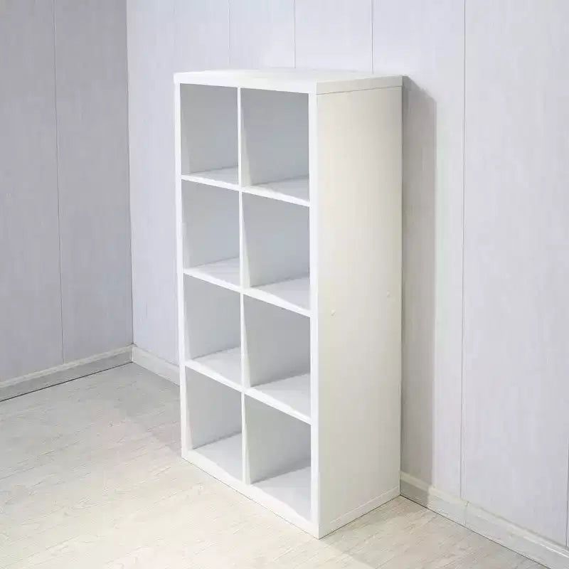 Libreria a cubo a giorno beige/bianca 2x4, scaffale contenitore a 8 cubi