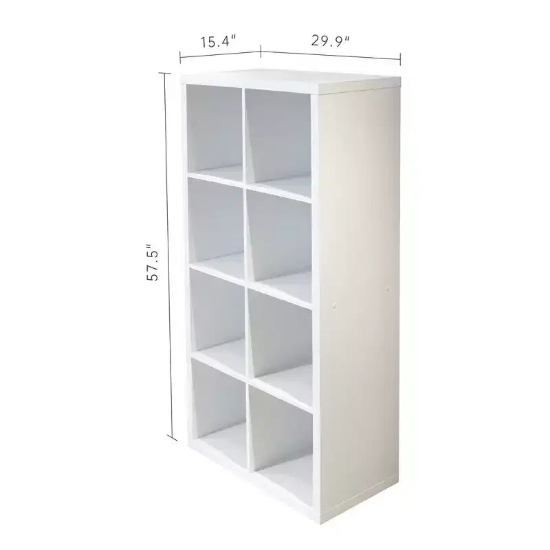 Libreria a cubo a giorno beige/bianca 2x4, scaffale contenitore a 8 cubi