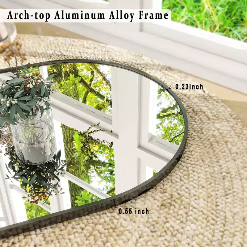 Specchio da terra a tutta lunghezza con parte superiore ad arco, Nero/Oro, 64"×21", 1 persona
