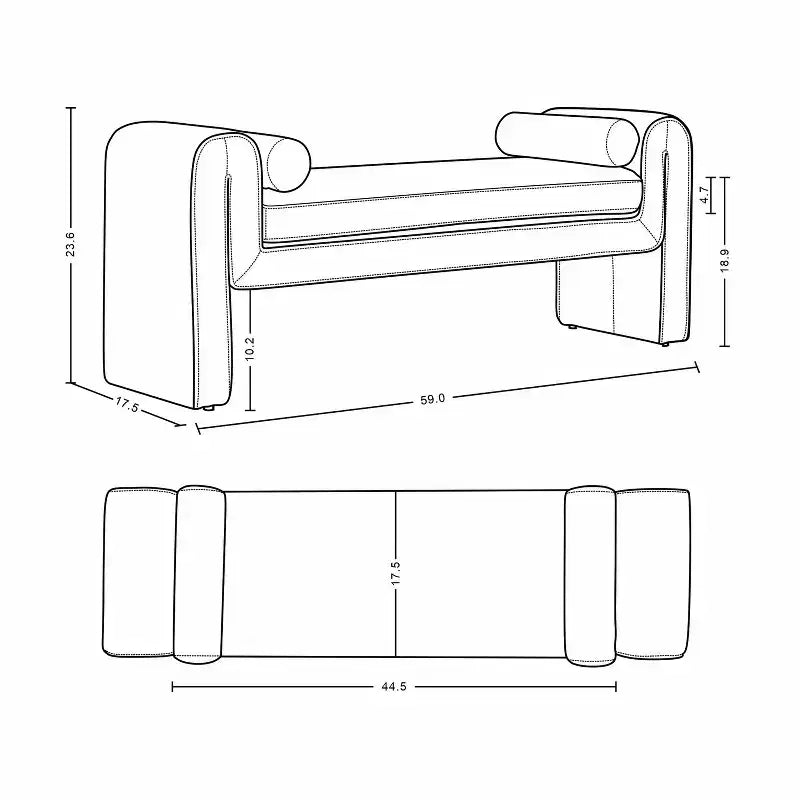 Panca imbottita in ciniglia 150 cm, 2 posti – Nero / Tortora / Avorio / Terracotta