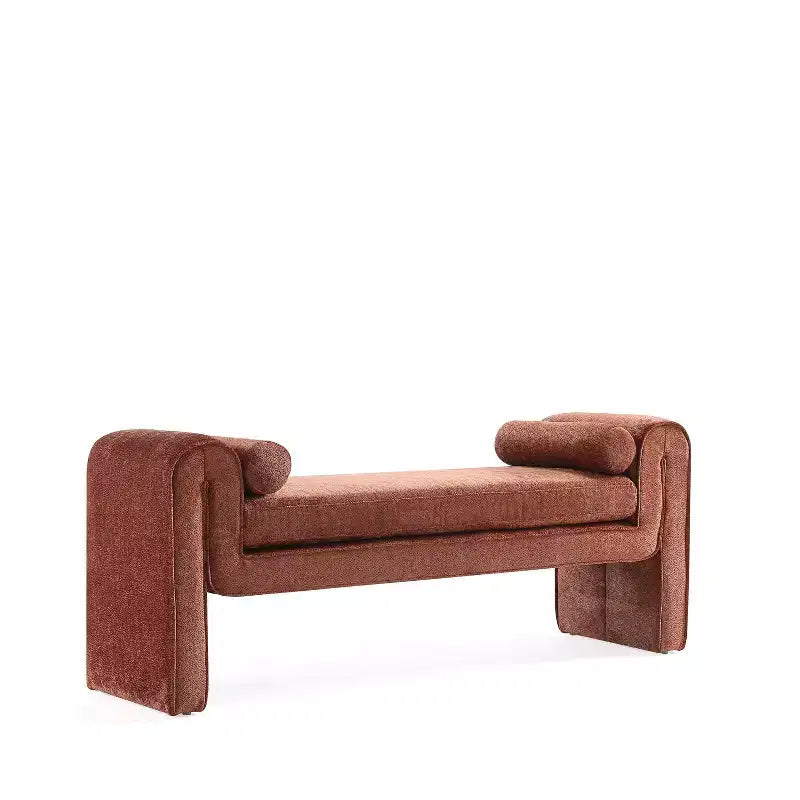 Panca imbottita in ciniglia 150 cm, 2 posti – Nero / Tortora / Avorio / Terracotta