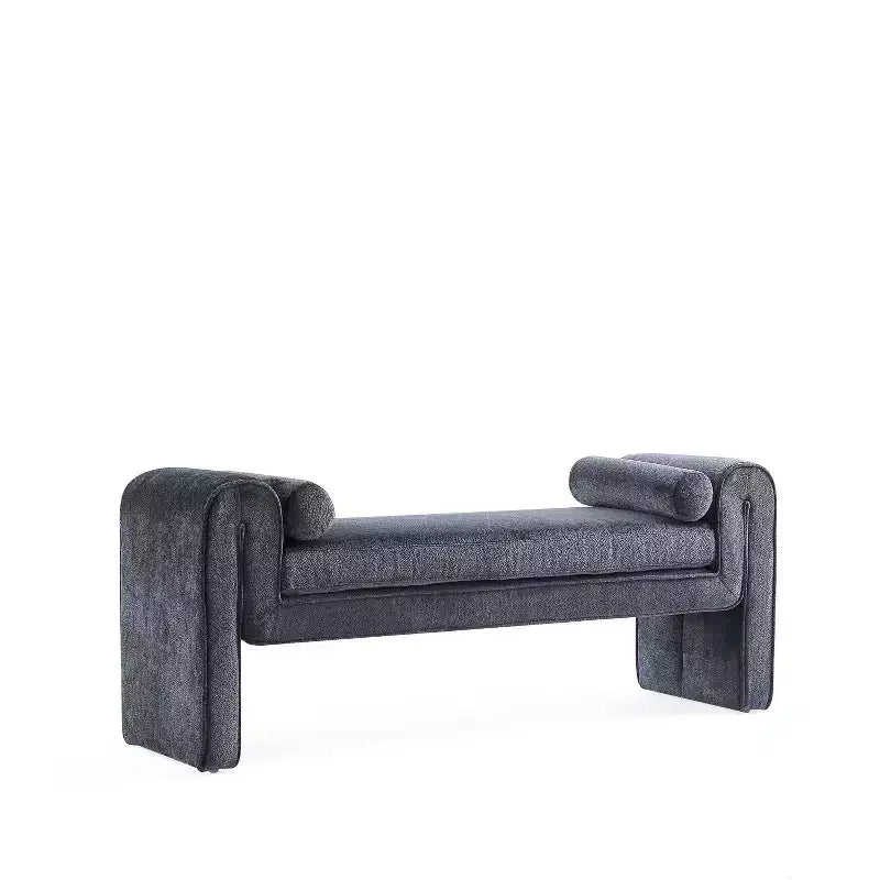 Panca imbottita in ciniglia 150 cm, 2 posti – Nero / Tortora / Avorio / Terracotta