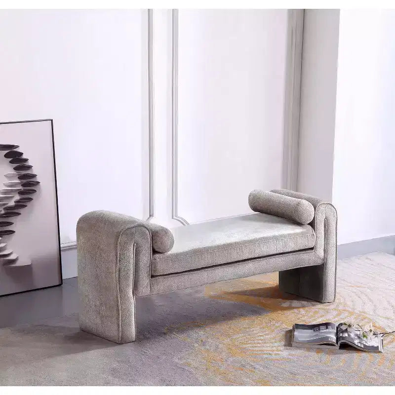 Panca imbottita in ciniglia 150 cm, 2 posti – Nero / Tortora / Avorio / Terracotta