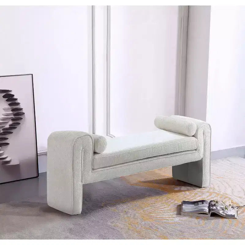 Panca imbottita in ciniglia 150 cm, 2 posti – Nero / Tortora / Avorio / Terracotta